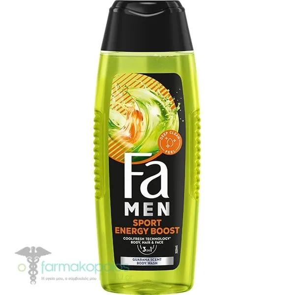 Fa Ανδρικό Αφροντούζ Sport Energy Boost 3σε1 για Μαλλιά, Σώμα &amp; Πρόσωπο, 250ml