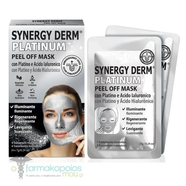 Fadopharm Synergy Derm Platinum Peel Off Mask with Platinum & Hyaluronic Acid, 4pcs