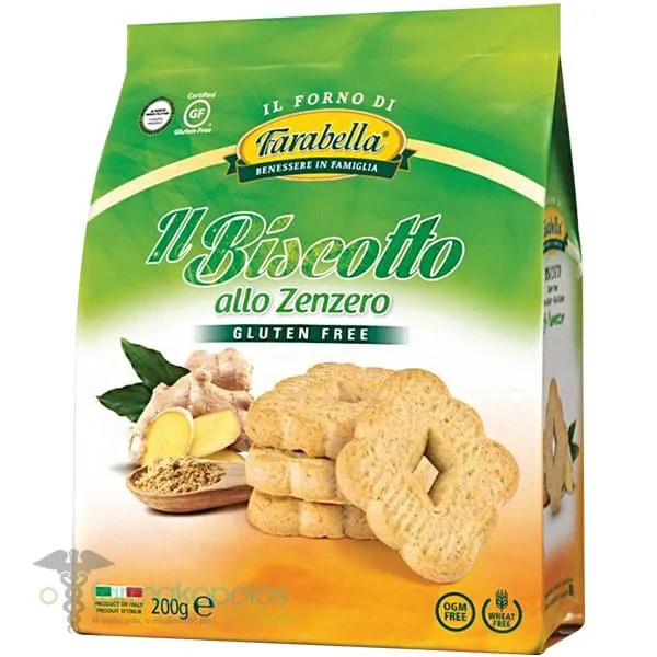 Farabella IL Biscoto Allo Zenzero Gluten Free Ginger and Cinnamon Biscuits, 200gr