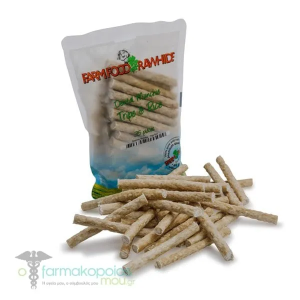 Farmfood Rawhide Dental Munchie Tripe & Rice Dog Treats, 35pcs
