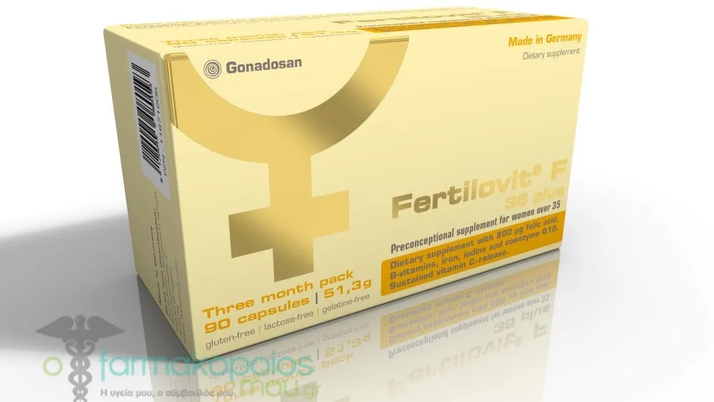 Fertilovit F 35 plus Συμπλήρωμα Διατροφής για Γυναίκες 35 Ετών+ για Ορμονική Ισορροπία, Γονιμότητα &amp; Καλύτερη Ποιότητα Ωαρίων, 90caps