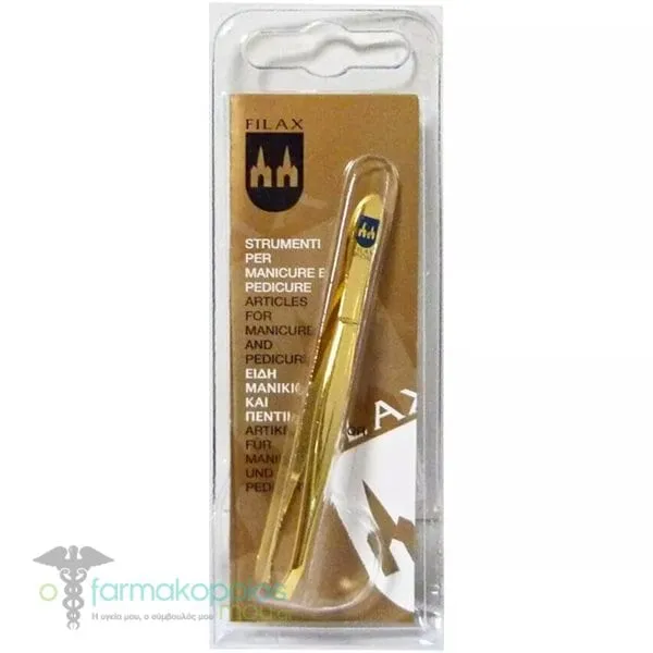 Filax Professional Eyebrow Tweezers Gold Plated 3" 8cm, 1pc