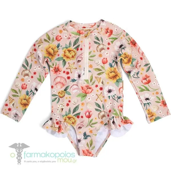 Filibabba UV Suit Vilje Ocean Blossom Παιδικό Μαγιό με Σχέδιο Λουλουδιών, 1τεμ