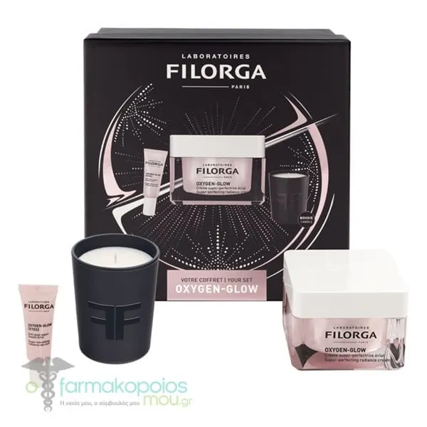 Filorga XMAS Oxygen-Glow Set with Super-Perfecting Radiance Cream, 50ml & Free Super-Smoothing Radiance Eye Care, 4ml & Candle, 1set
