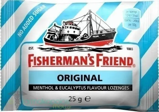 Fisherman's Friend Menthol & Eucalyptus Flavour Lozenges Original No Added Sugar, 25g