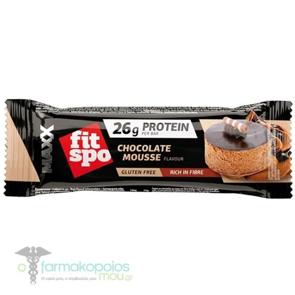 FitSpo MAXX Μπάρα με 35% Πρωτεΐνη &amp; Γεύση Μους Σοκολάτα, 75gr