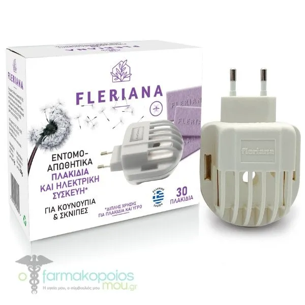 Fleriana Εντομοαπωθητικά Πλακίδια &amp; Ηλεκτρική Συσκευή Για Κουνούπια &amp; Σκνίπες, 30 πλακίδια