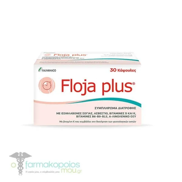 Floja Plus Συμπλήρωμα Διατροφής για την Αντιμετώπιση των Συμπτωμάτων της Εμμηνόπαυσης, 30 caps