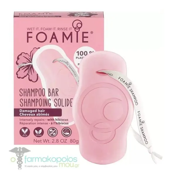 Foamie Shampoo Bar Hibiskiss for Damaged Hair, 80gr