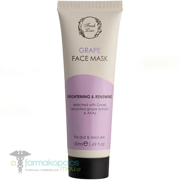 Fresh Line Grape Brightening &amp; Renewing Μάσκα Προσώπου για Φωτεινότητα &amp; Αναζωογόνηση, 50ml