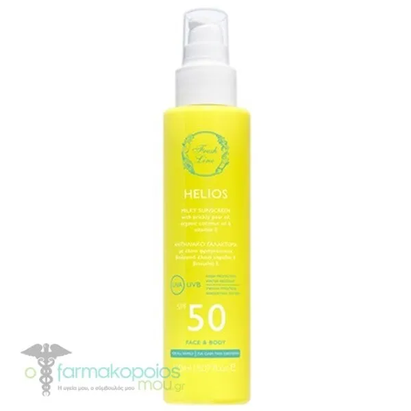 Fresh Line Helios Milky Suncreen SPF50 for Face &amp; Body, 150ml