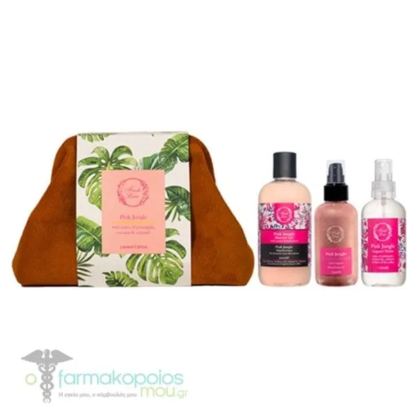 Fresh Line Pink Jungle Σετ Περιποίησης Αφρόλουτρο, 300ml, Λάδι Σώματος για Λάμψη, 150ml & Αρωματικό Νερό Σώματος, 150ml, 1σετ