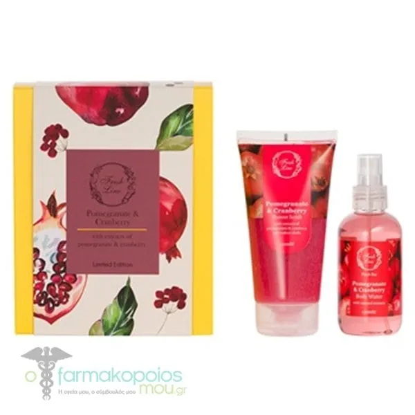 Fresh Line Pomegranate & Cranberry Σετ Περιποίησης Σώματος Αφρόλουτρο & Scrub, 150ml & Αρωματικό Νερό Σώματος, 150ml, 1σετ