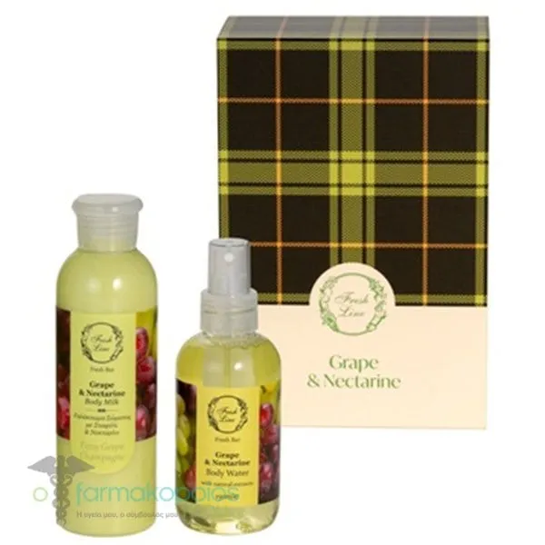 Fresh Line XMAS Promo '25 Grape & Nectarine Body Lotion, 200ml & Body Water, 150ml, 1set