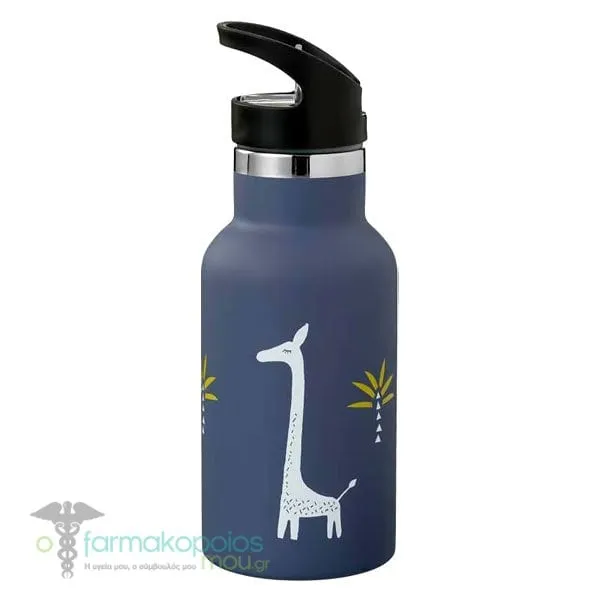 Fresk Nordic Flask Thermos Bottle with Straw & Cap, 350ml - Giraf-Blue