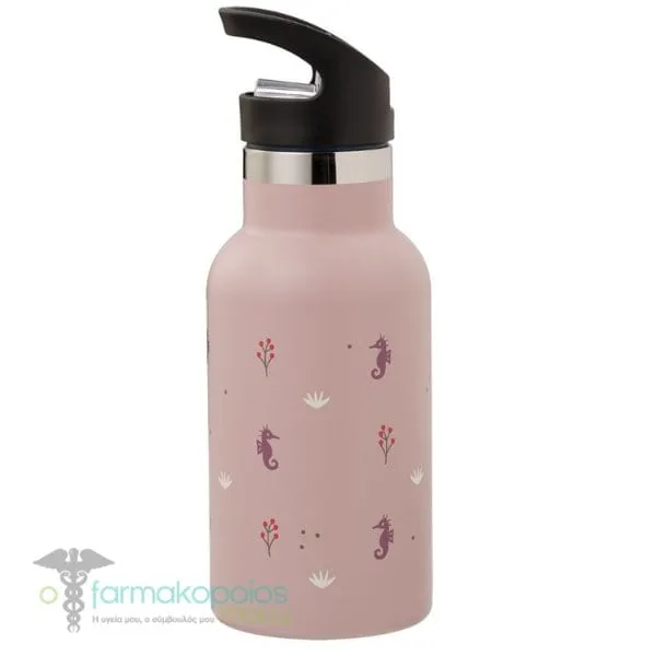 Fresk Nordic Flask Thermos Bottle with Straw & Cap, 350ml - Seahorse