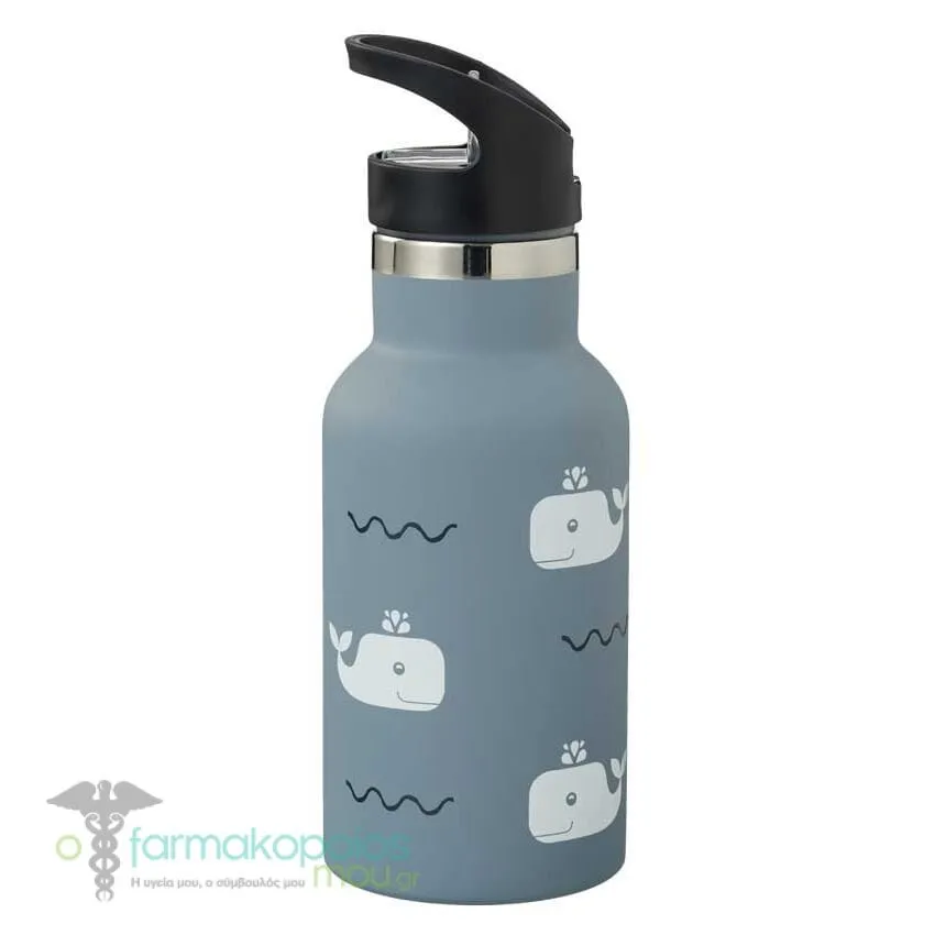 Fresk Nordic Flask Thermos Bottle with Straw & Cap, 350ml - Whale-Petrol