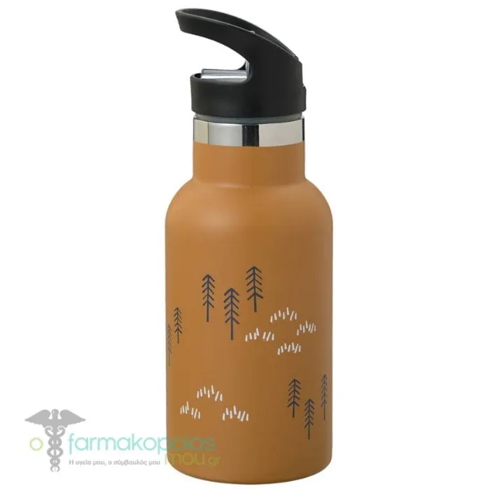 Fresk Nordic Flask Thermos Bottle with Straw & Cap, 350ml - Woods Sprouce Yellow