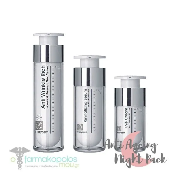 Frezyderm Anti-Ageing Night Pack with Revitalizing Serum, 30ml, Anti-Wrinkle Eye Cream, 15ml & Anti-Wrinkle Rich Night Cream 45+, 50ml