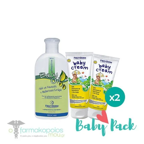 Frezyderm Baby Pack with Baby Cream Nappy Rash Cream, 2x175ml & Baby Oil, 200ml