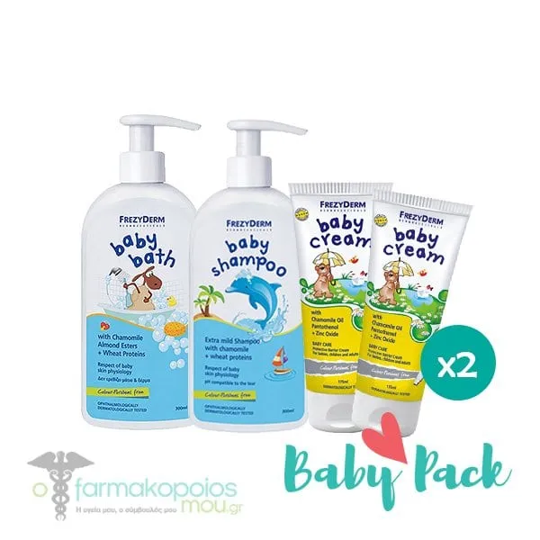 Frezyderm Baby Pack with Baby Cream Nappy Rash Cream, 2x175ml, Baby Bath, 300ml & Baby Shampoo, 300ml