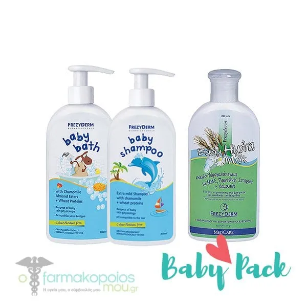 Frezyderm Baby Pack with Baby Bath, 300ml, Baby Hydra Milk, 200ml & Baby Shampoo, 300ml