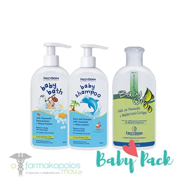 Frezyderm Baby Pack with Baby Bath, 300ml, Baby Oil, 200ml & Baby Shampoo, 300ml