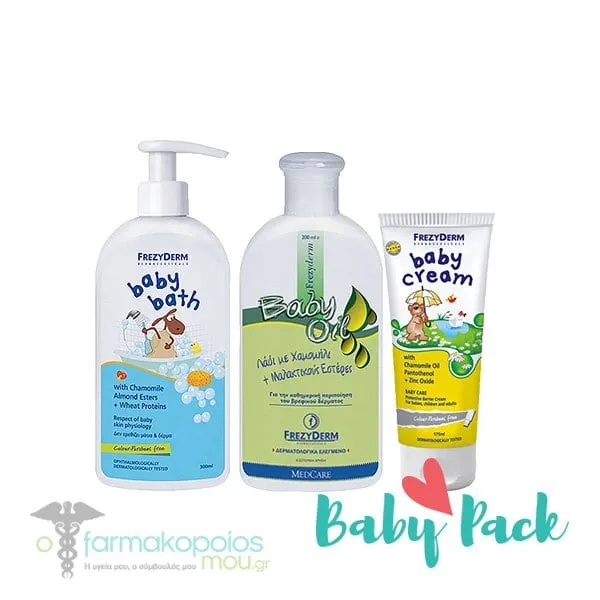 Frezyderm Baby Pack with Baby Cream Nappy Rash Cream, 175ml, Baby Bath, 300ml & Baby Oil, 200ml