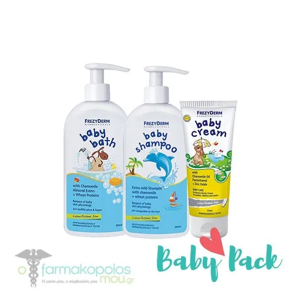 Frezyderm Baby Pack with Baby Cream Nappy Rash Cream, 175ml & Baby Bath, 300ml & Baby Shampoo, 300ml