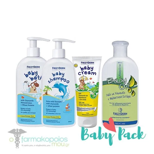 Frezyderm Baby Pack with Baby Cream Nappy Rash Cream, 175ml, Baby Bath, 300ml, Baby Oil, 200ml & Baby Shampoo, 300ml