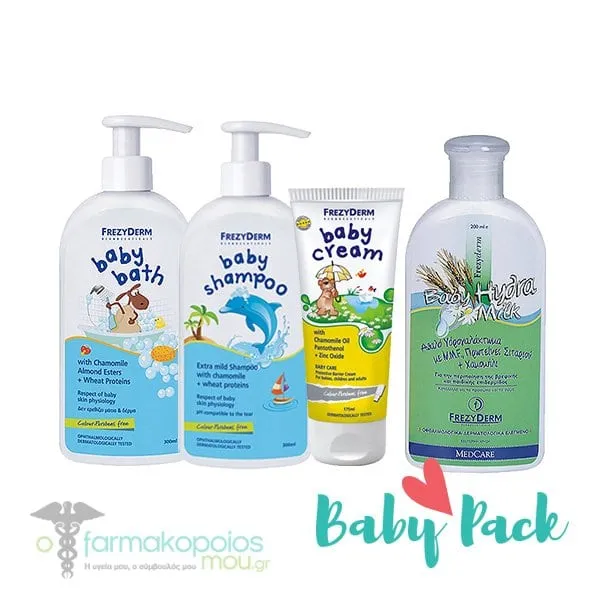 Frezyderm Baby Pack with Baby Cream Nappy Rash Cream, 175ml, Baby Bath, 300ml, Baby Hydra Milk, 200ml & Baby Shampoo, 300ml