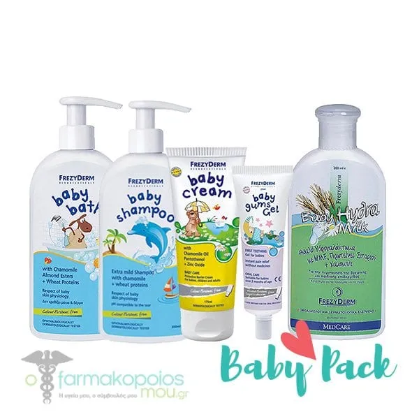 Frezyderm Baby Pack with Baby Cream Nappy Rash Cream, 175ml, Baby Bath, 300ml, Baby Hydra Milk, 200ml, Baby Shampoo, 300ml & Baby Gums Gel, 25ml