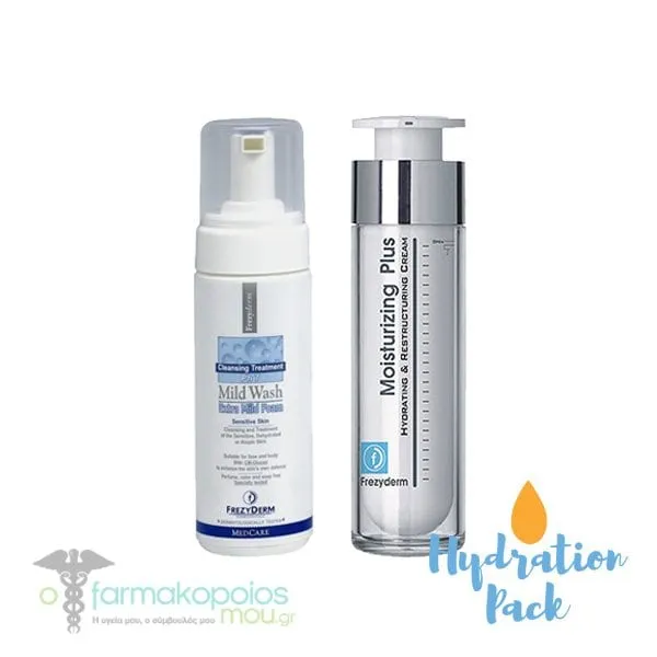Frezyderm Hydration Pack with Mild Wash Foam Face & Body, 150ml & Moisturizing Plus Cream 30+, 50ml