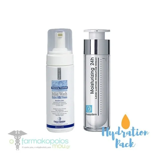 Frezyderm Hydration Pack with Mild Wash Foam Face & Body, 150ml & Moisturizing 24h Cream 20+, 50ml