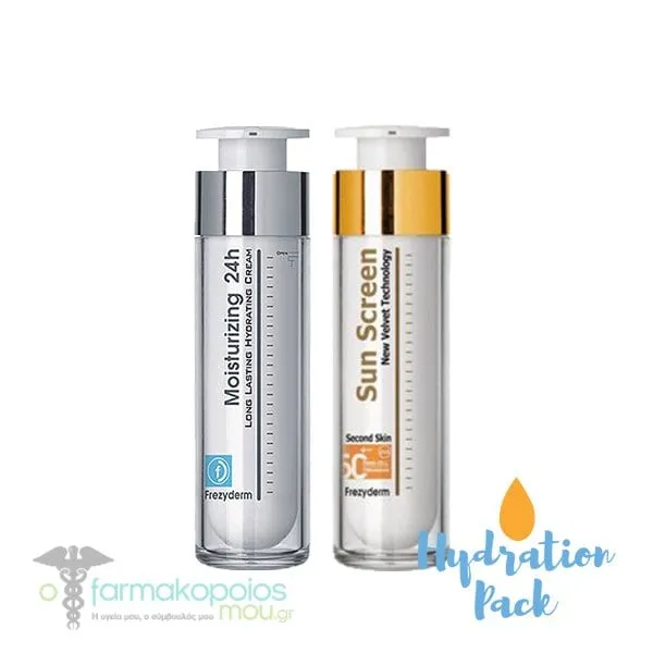 Frezyderm Hydration Pack with Sun Screen Velvet Face Cream SPF50+, 50ml & Moisturizing 24h Face Cream, 50ml