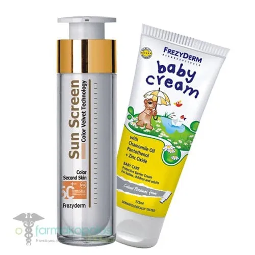Frezyderm Pack with Sun Screen Colour Velvet Face Cream SPF50+, 50ml & Baby Cream Nappy Rash Cream, 175ml
