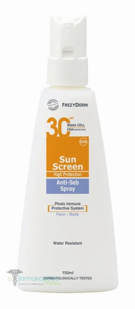 Frezyderm Sun Screen Anti-Seb Spray SPF30 Face & Body, 150ml