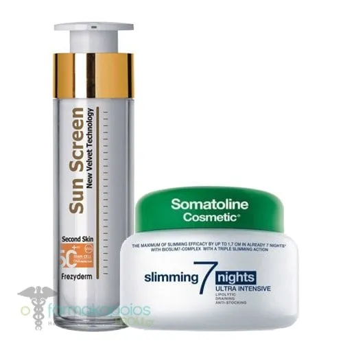 Frezyderm Sun Screen Velvet Face Cream SPF50+, 50ml & Somatoline Cosmetic Slimming 7 Nights Ultra Intensive, 400ml