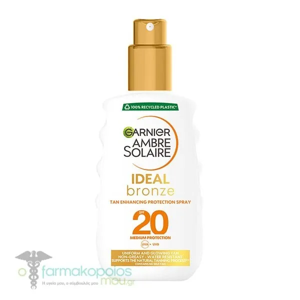 Garnier Ambre Solaire Ideal Bronze Tan Enhancing Protection Spray SPF20, 200ml