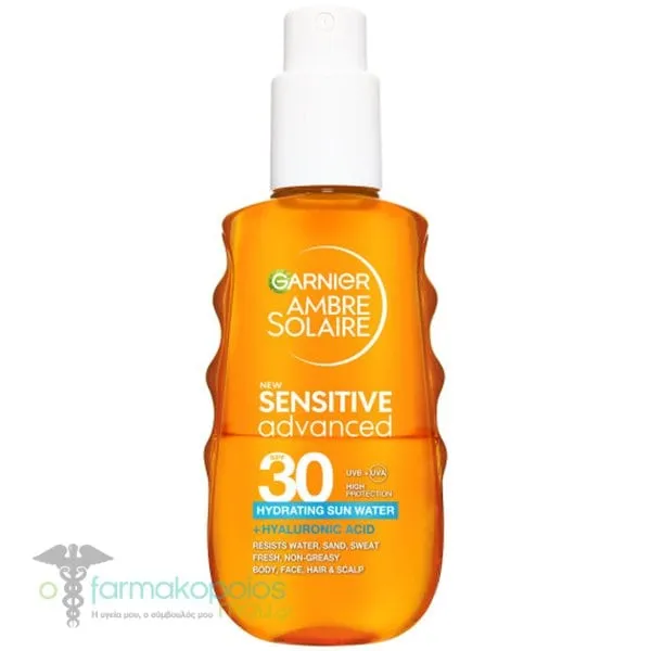 Garnier Ambre Solaire Sensitive Advanced Eνυδατικό Αντηλιακό Νερό SPF30, 150ml