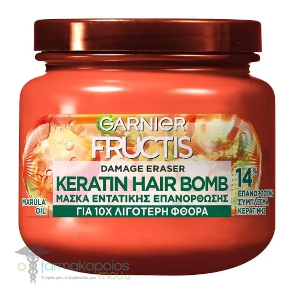 Garnier Fructis Damage Eraser Keratin Hair Bomb Hair Mask, 320ml