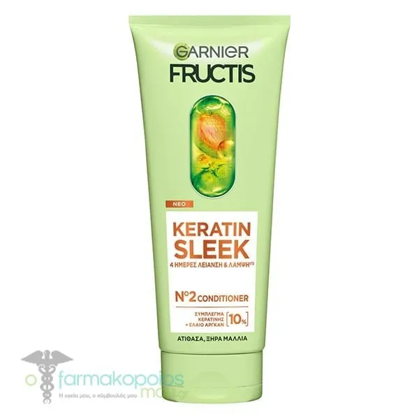 Garnier Fructis Keratin Sleek Conditioner Λείανσης &amp; Λάμψης Μαλλιών, 200ml