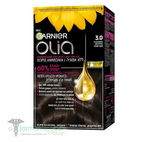 Garnier Olia Permanent Dye Νο3.0 Dark Brown, 60g