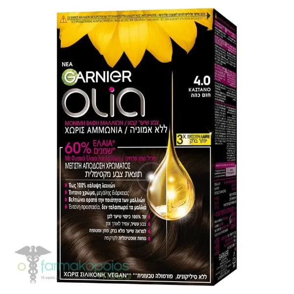 Garnier Olia Permanent Hair Dye Νο 4.0 Brown, 60g