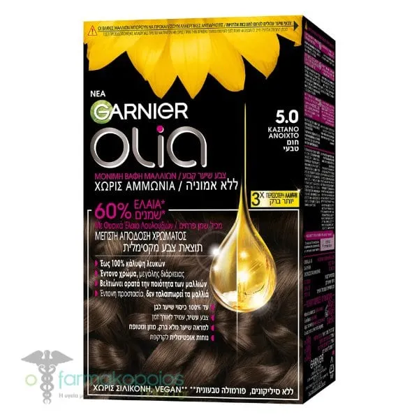 Garnier Olia Permanent Hair Dye No5.0 Light Brown, 60g