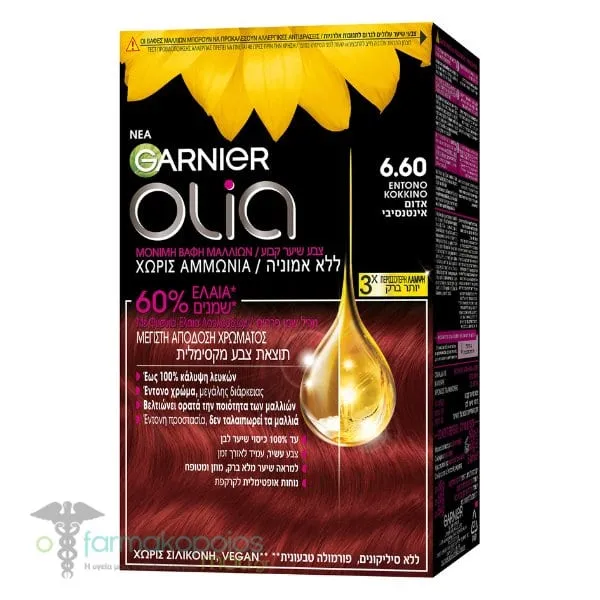 Garnier Olia Permanent Hair Dye No6.6 Intense Red, 60g
