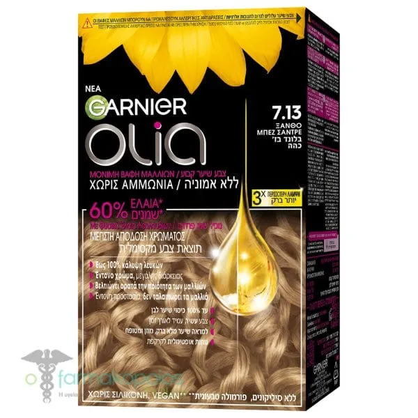 Garnier Olia Permanent Hair Dye No7.13 Dirty Blonde Beige, 60g