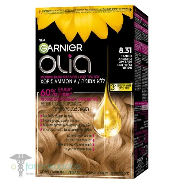 Garnier Olia Permanent Hair Dye No8.31 Light Blonde Gold, 60g