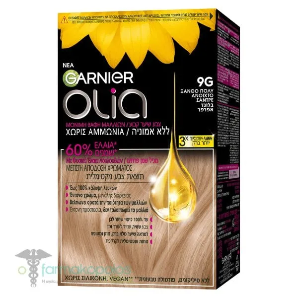 Garnier Olia Permanent Hair Dye No9G Very Light Blonde Sandre, 60g