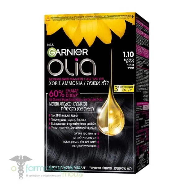 Garnier Olia Permanent Dye No1.10 Black Blue, 60g